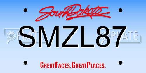 SMZL87 South Dakota License Plate