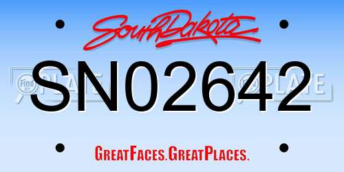 SN02642 South Dakota License Plate