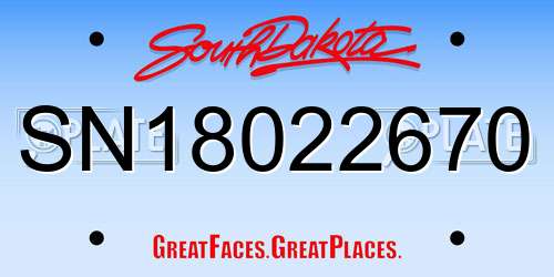 SN18022670 South Dakota License Plate