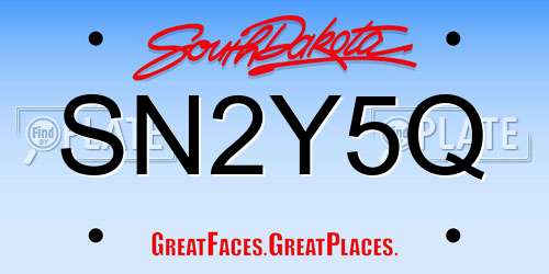SN2Y5Q South Dakota License Plate