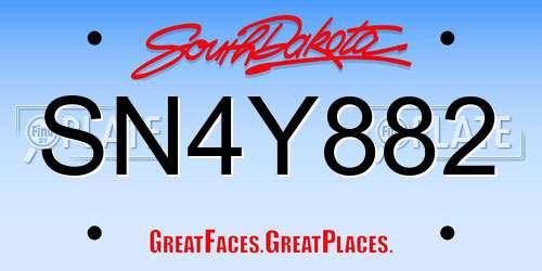 SN4Y882 South Dakota License Plate