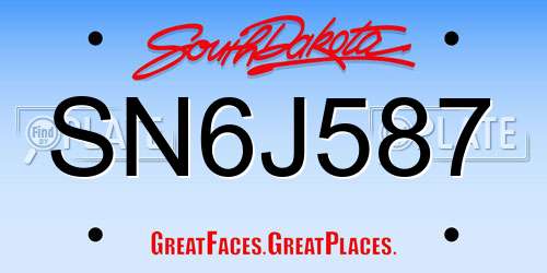 SN6J587 South Dakota License Plate