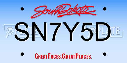 SN7Y5D South Dakota License Plate