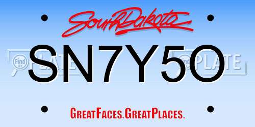 SN7Y5O South Dakota License Plate