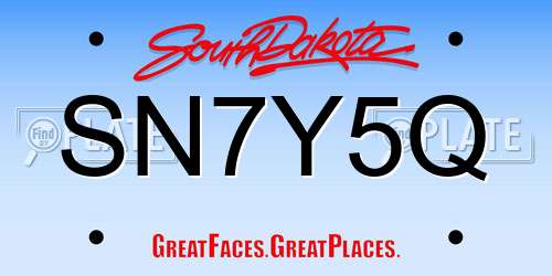 SN7Y5Q South Dakota License Plate