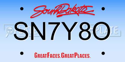 SN7Y8O South Dakota License Plate