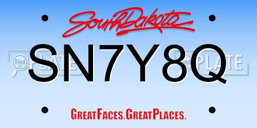 SN7Y8Q South Dakota License Plate