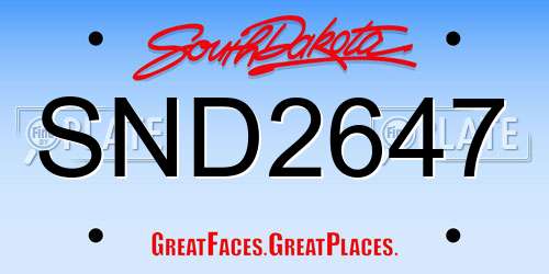 SND2647 South Dakota License Plate