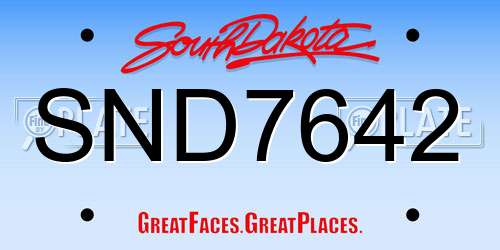 SND7642 South Dakota License Plate