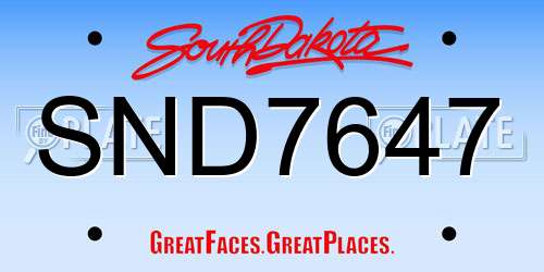 SND7647 South Dakota License Plate