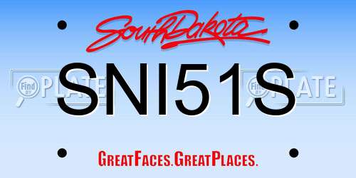 SNI51S South Dakota License Plate