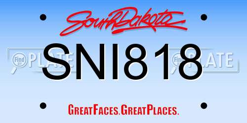 SNI818 South Dakota License Plate