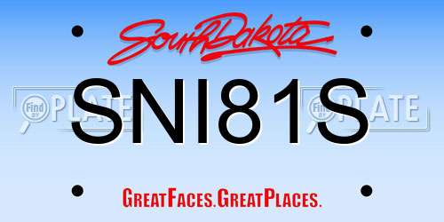 SNI81S South Dakota License Plate