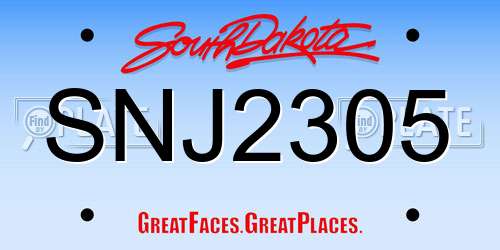 SNJ2305 South Dakota License Plate