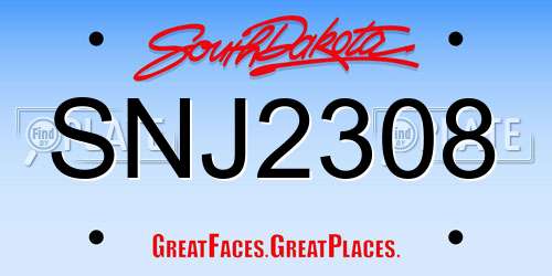 SNJ2308 South Dakota License Plate