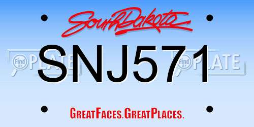 SNJ571 South Dakota License Plate