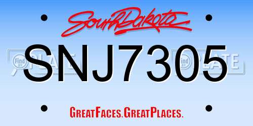 SNJ7305 South Dakota License Plate