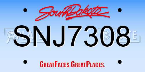 SNJ7308 South Dakota License Plate