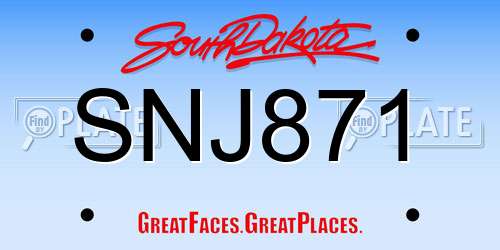 SNJ871 South Dakota License Plate