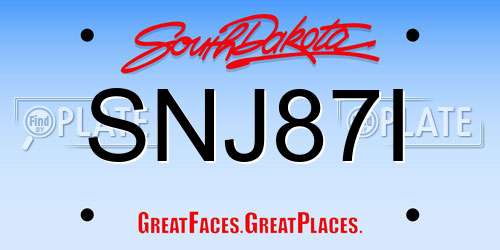 SNJ87I South Dakota License Plate