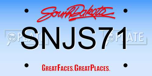 SNJS71 South Dakota License Plate
