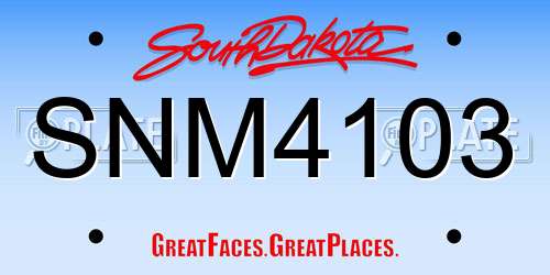SNM4103 South Dakota License Plate