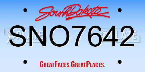 SNO7642 South Dakota License Plate