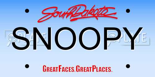 SNOOPY South Dakota License Plate