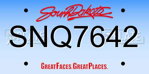 SNQ7642 South Dakota License Plate