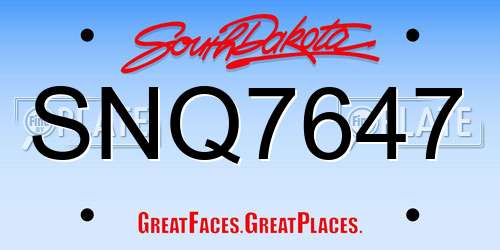 SNQ7647 South Dakota License Plate