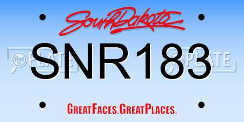 SNR183 South Dakota License Plate