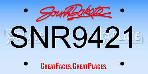 SNR9421 South Dakota License Plate