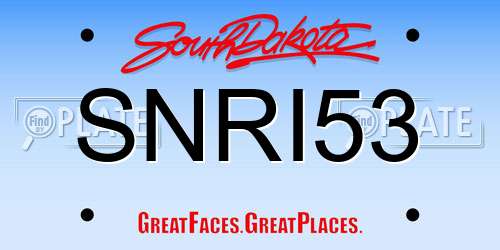 SNRI53 South Dakota License Plate