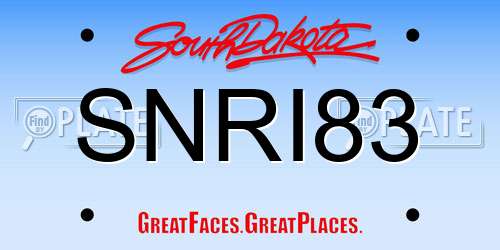 SNRI83 South Dakota License Plate