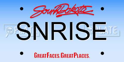 SNRISE South Dakota License Plate