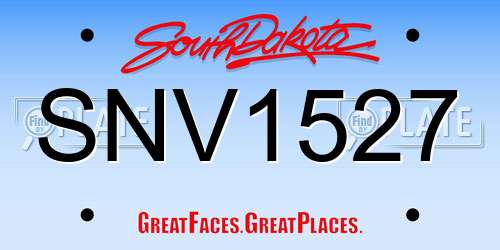 SNV1527 South Dakota License Plate