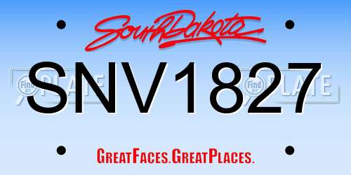 SNV1827 South Dakota License Plate