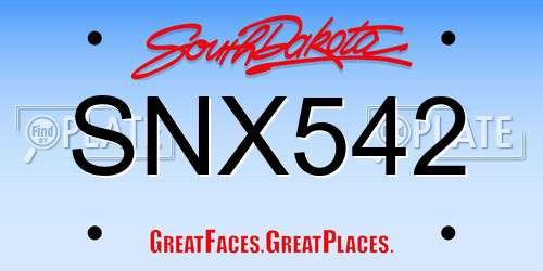 SNX542 South Dakota License Plate