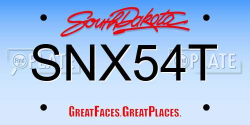 SNX54T South Dakota License Plate