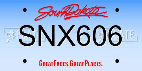 SNX606 South Dakota License Plate