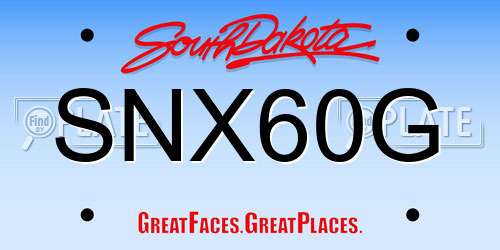 SNX60G South Dakota License Plate