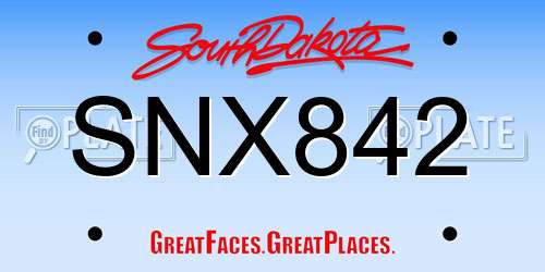 SNX842 South Dakota License Plate
