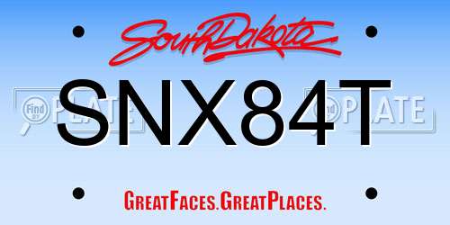 SNX84T South Dakota License Plate