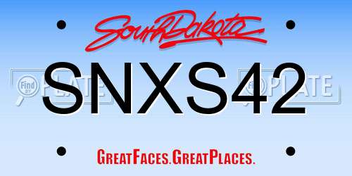 SNXS42 South Dakota License Plate