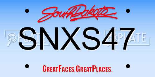 SNXS47 South Dakota License Plate