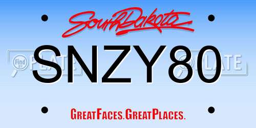 SNZY80 South Dakota License Plate