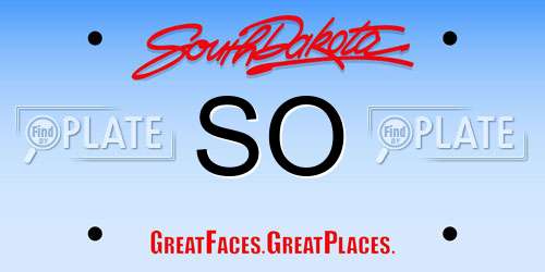 SO South Dakota License Plate