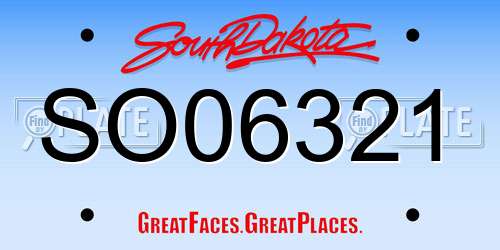 SO06321 South Dakota License Plate
