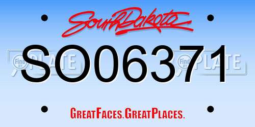 SO06371 South Dakota License Plate