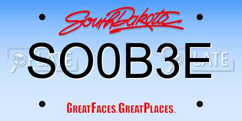 SO0B3E South Dakota License Plate